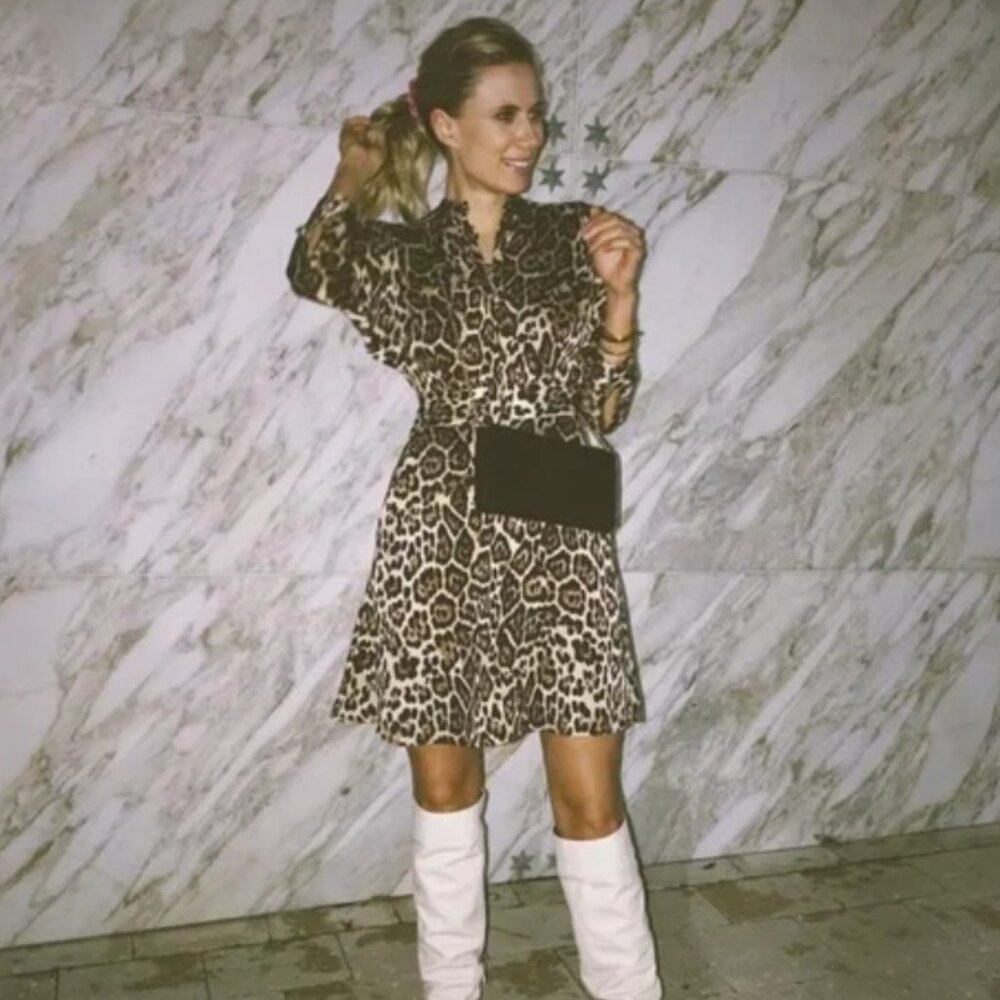 Equipment Classy Leopard-Print A-Line Dress, Size US 4